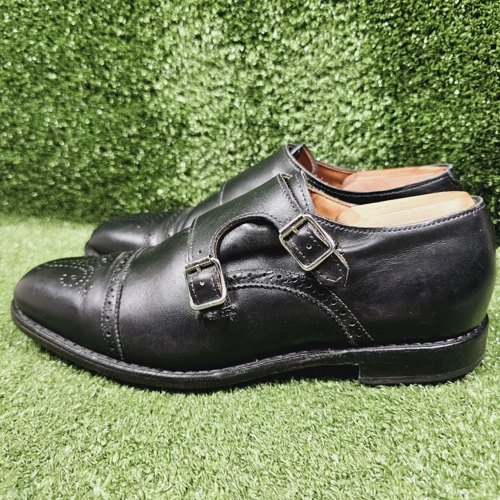 Allen Edmonds St Johns Black Leather Double Monk Strap Dress Shoes Mens 8.5 D